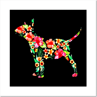 Bull Terrier Flower Posters and Art